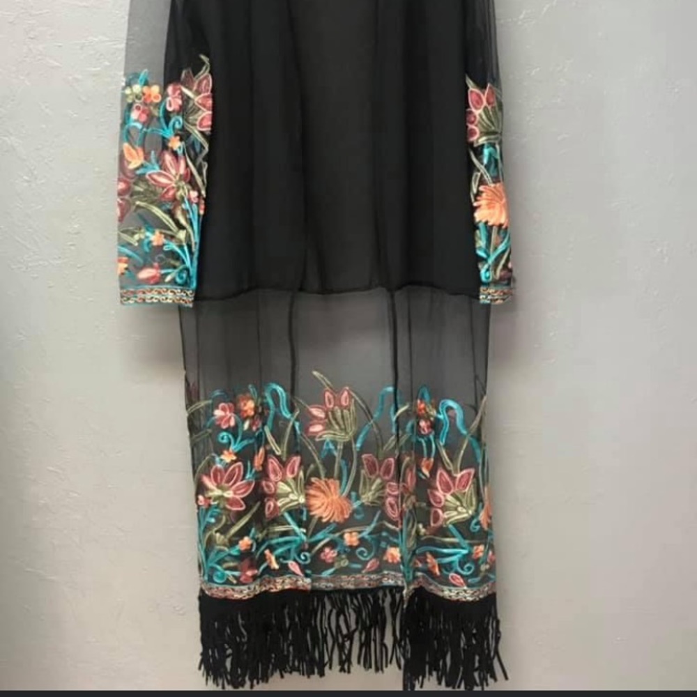 Sheer black and multicolor jacket size 8